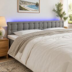 Comfortable Grey Fabric LED Headboard 200 cm