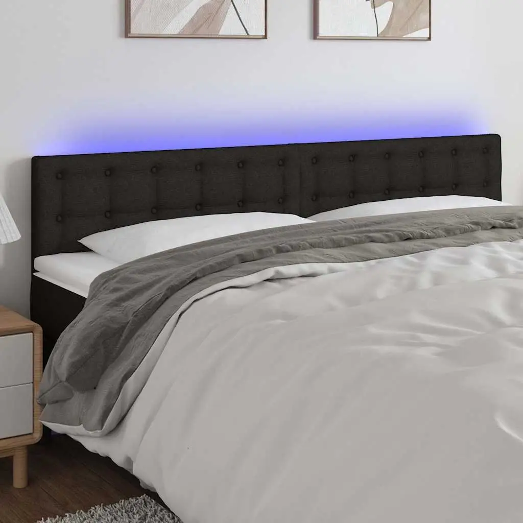 LED Headboard 200 cm Black Fabric Adjustable Height