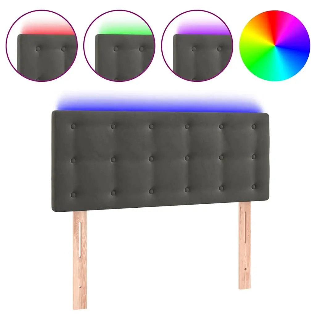 LED Headboard Dark Grey Velvet 100cm Modern Furniture