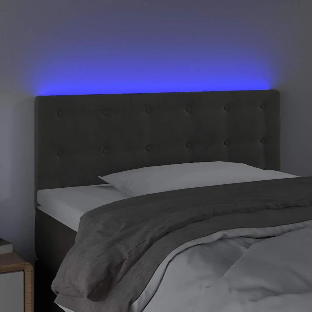 LED Headboard Dark Grey Velvet 100cm Modern Furniture