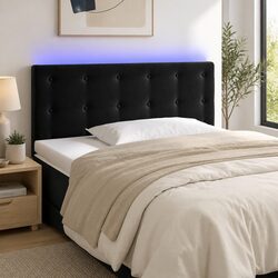 Adjustable Height Black Velvet LED Headboard 100cm