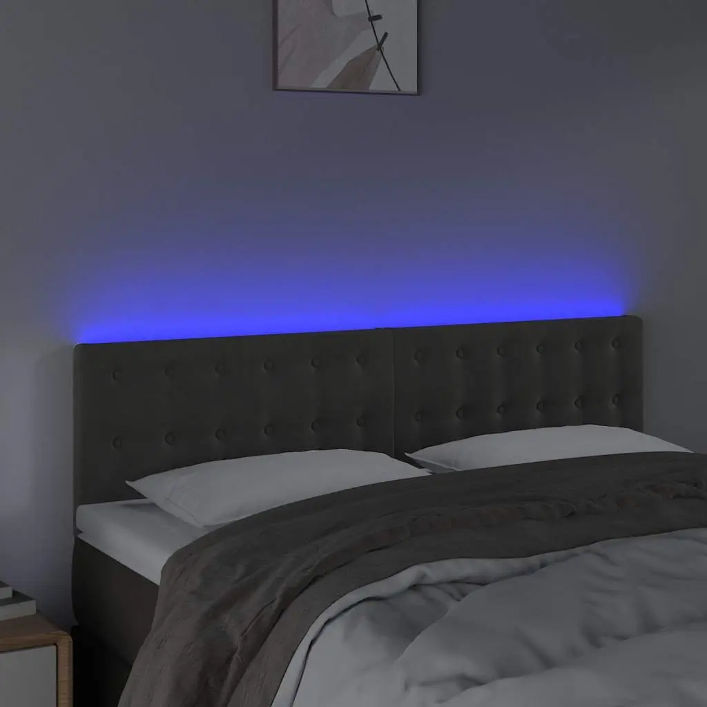 Dark Grey Velvet LED Headboard 144cm for Modern Bedrooms