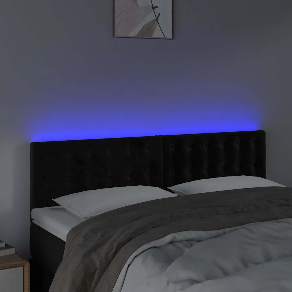 LED Headboard Black Velvet Adjustable Bed Backrest Modern Bedroom Furniture