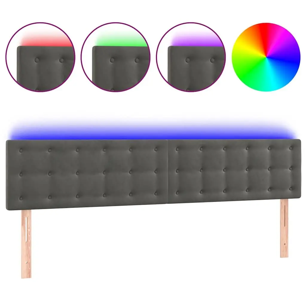 Dark Grey Velvet LED Headboard 160cm