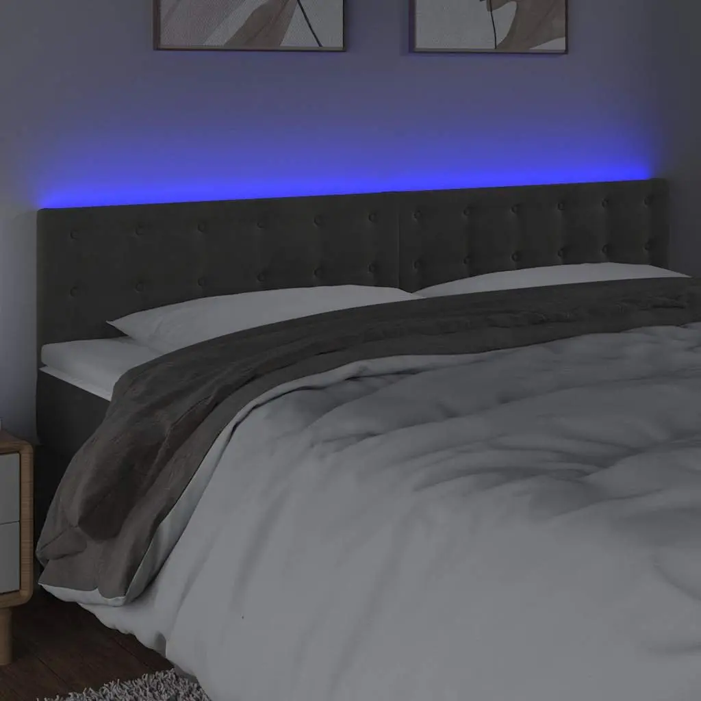 Dark Grey Velvet LED Headboard 160cm