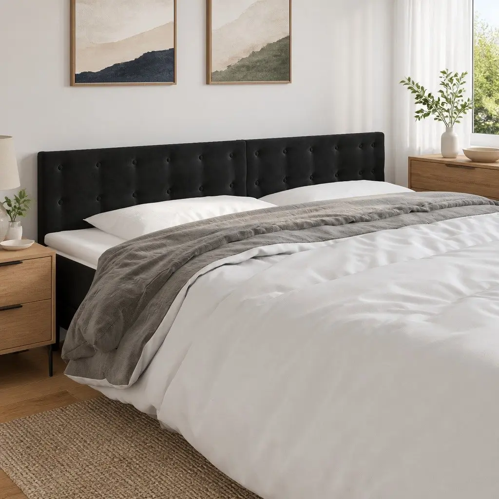 Black Velvet LED Headboard with Adjustable Lights 200 cm