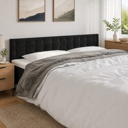 Black Velvet LED Headboard with Adjustable Lights 200 cm