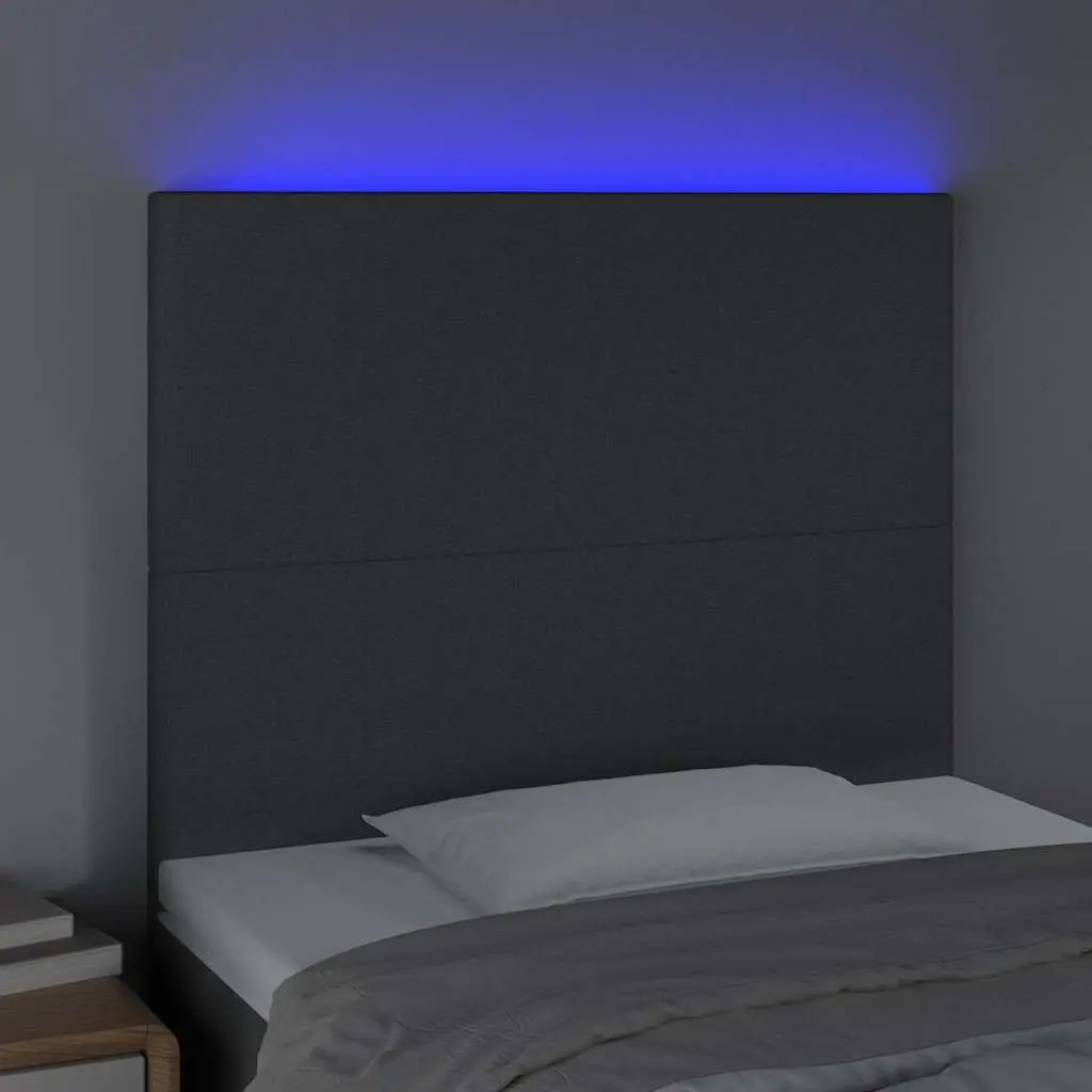 LED Headboard 80cm Dark Grey Fabric with Adjustable Height