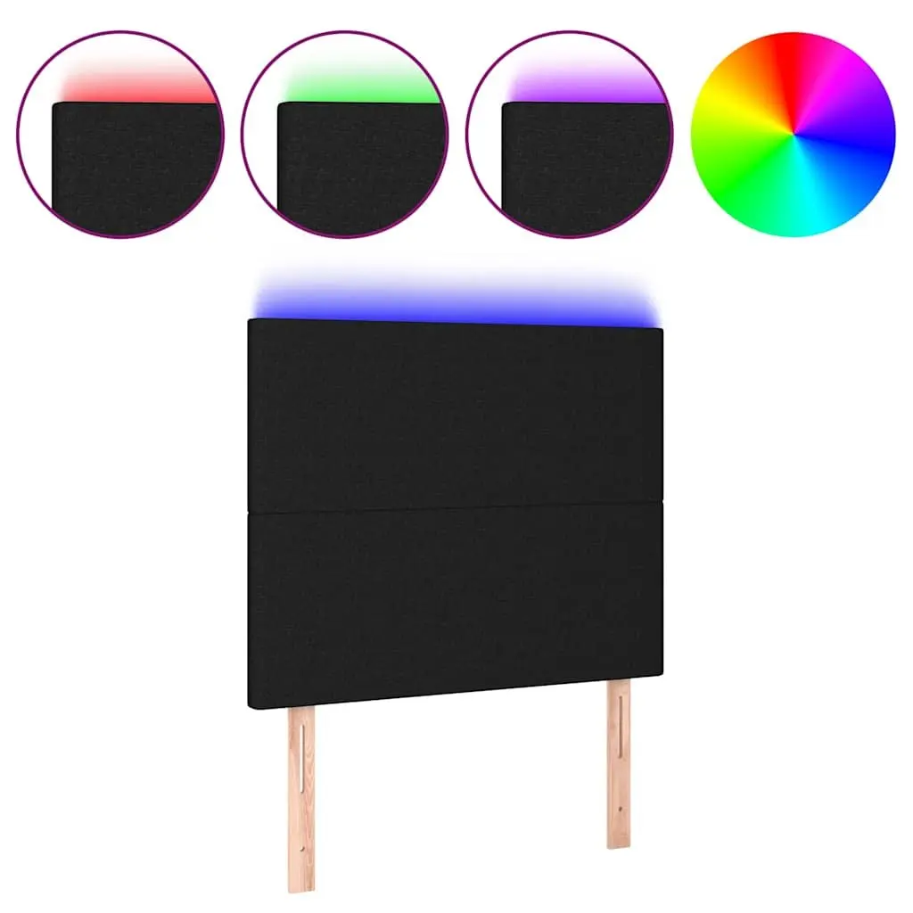 Adjustable Height LED Headboard 80 cm Black Fabric