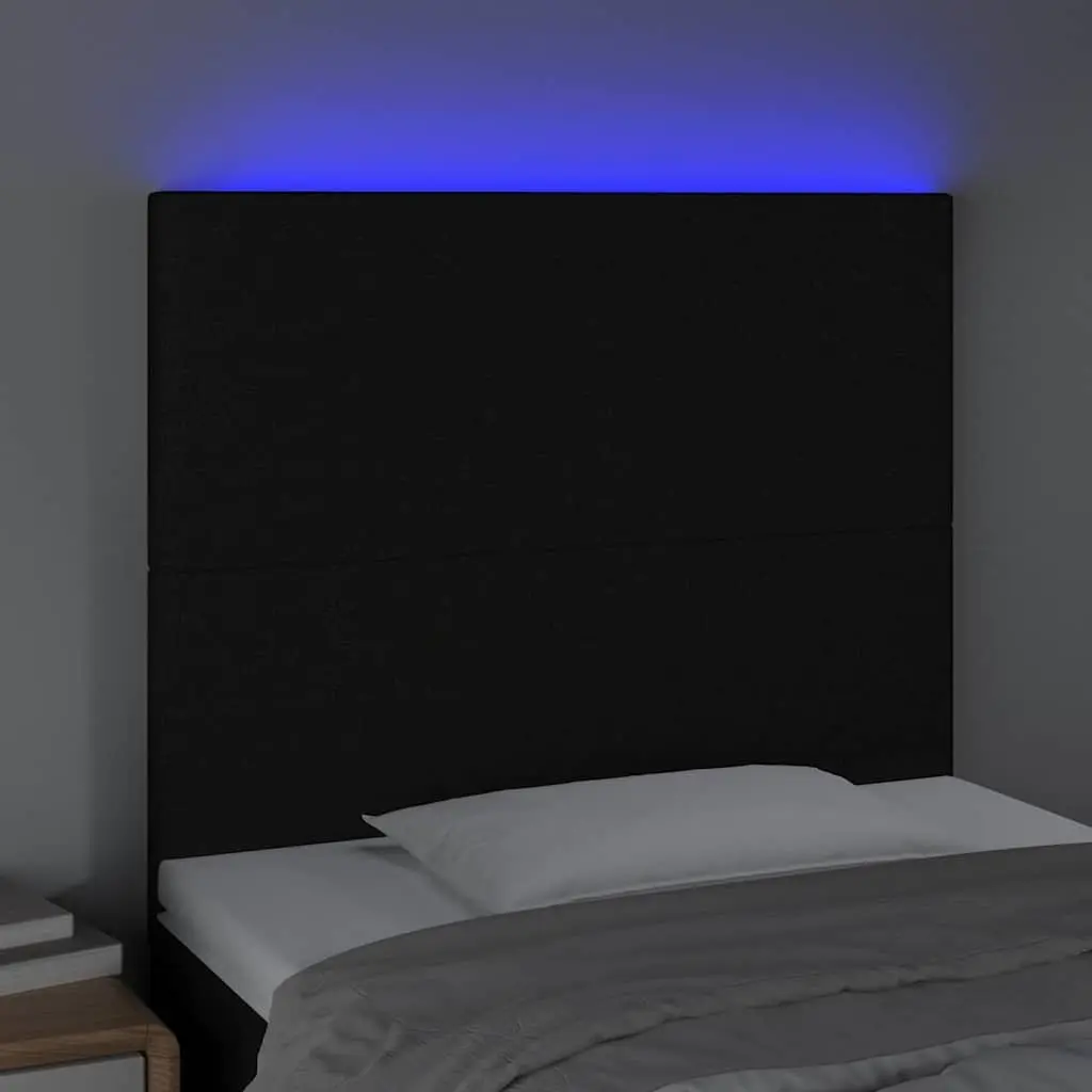Adjustable Height LED Headboard 80 cm Black Fabric