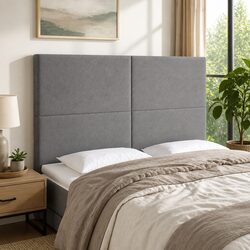 Adjustable Height Dark Grey LED Headboard 144cm