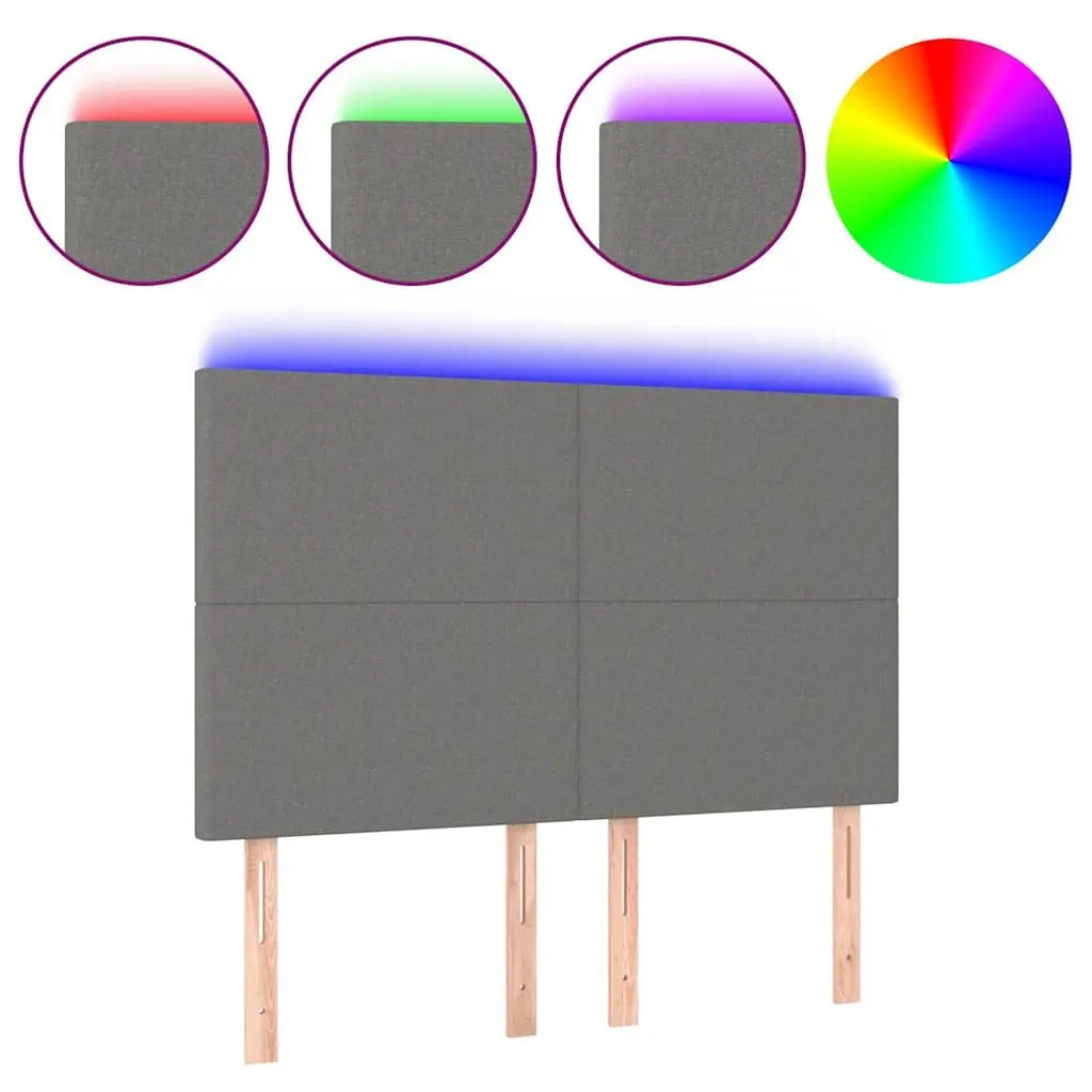 Adjustable Height Dark Grey LED Headboard 144cm