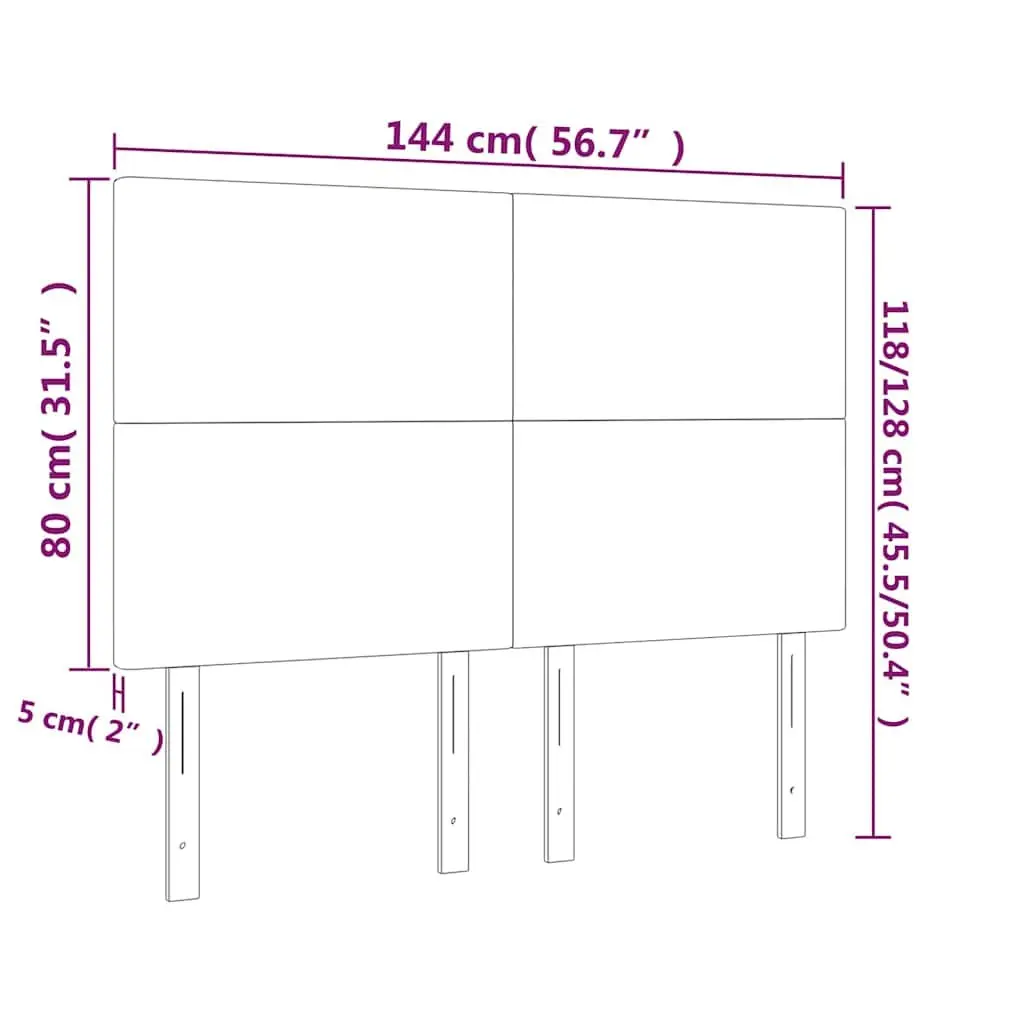Adjustable Height Dark Grey LED Headboard 144cm