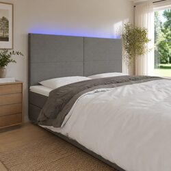 Stylish Adjustable Height LED Headboard 160 cm Grey Fabric