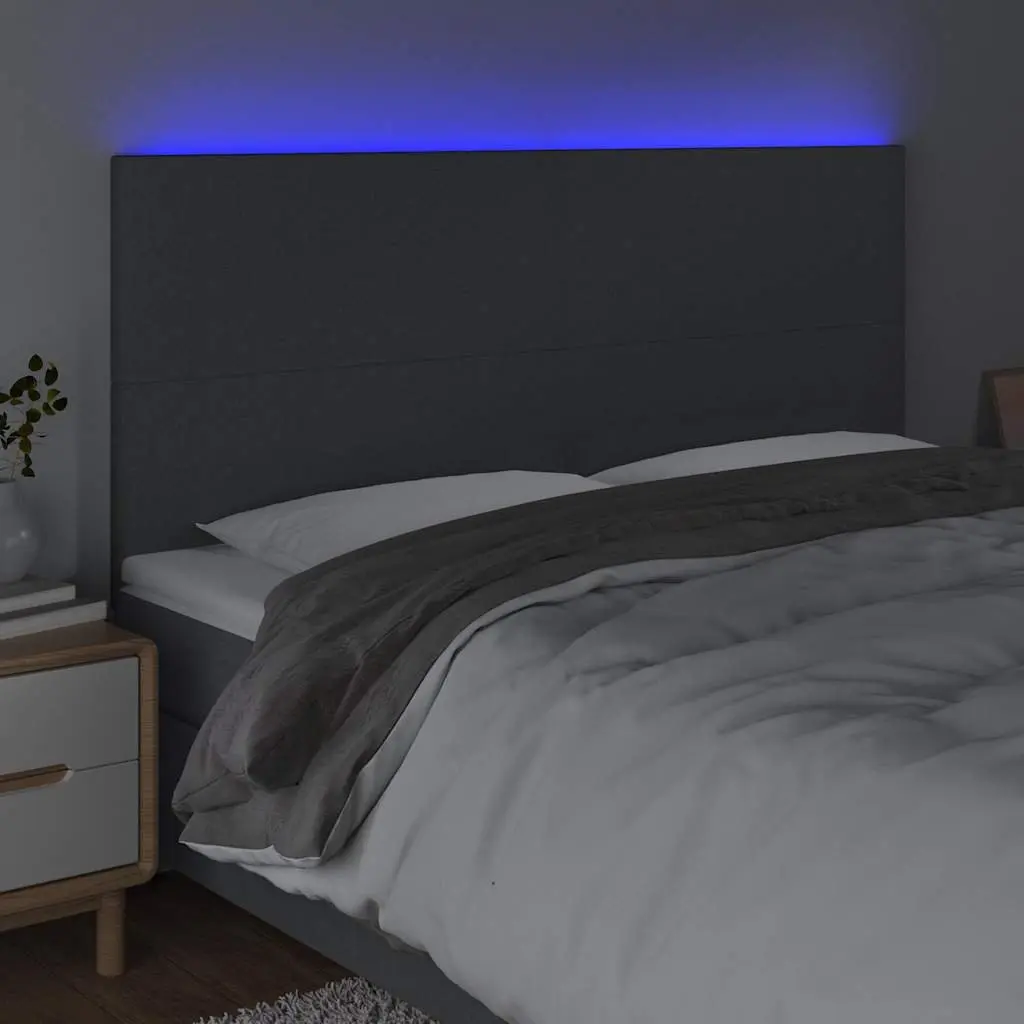 Adjustable Height LED Headboard 160 cm Grey Fabric