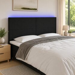 Comfortable Black Fabric LED Headboard 160cm