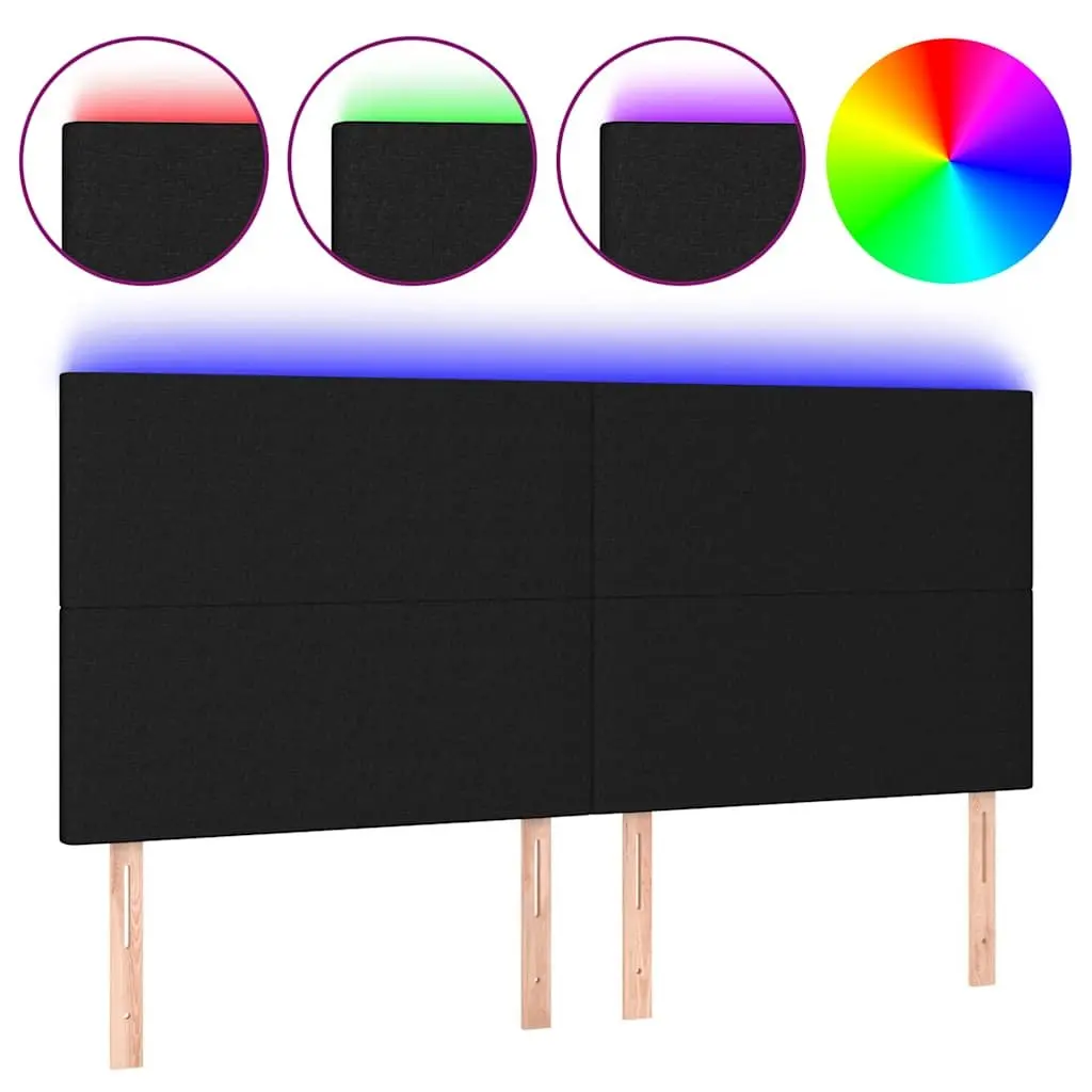 LED Headboard Black Fabric 160cm Adjustable Height with Colourful LED Lighting