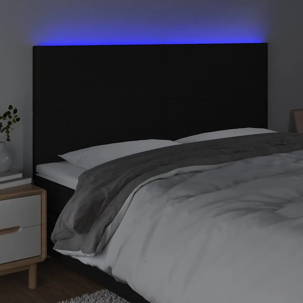 LED Headboard Black Fabric 160cm Adjustable Height with Colourful LED Lighting