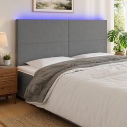 Grey Fabric LED Headboard 200 cm with Adjustable Height
