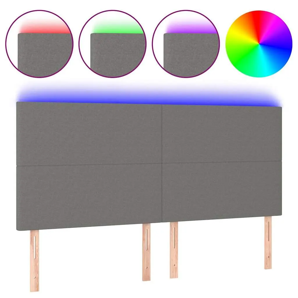 Grey Fabric LED Headboard 200 cm with Adjustable Height