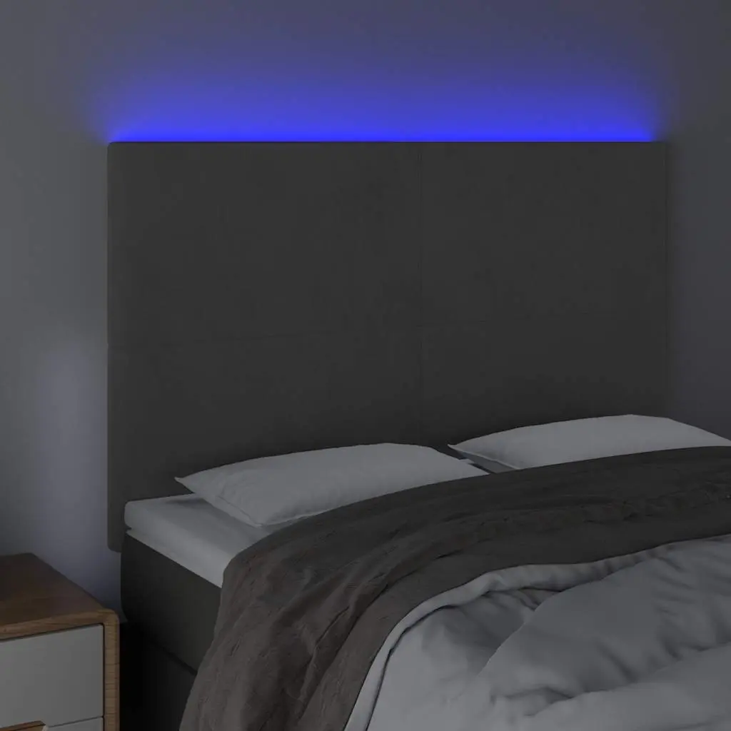 Adjustable LED Headboard 144cm Grey Velvet Bed Backrest