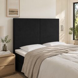 Black Velvet LED Headboard 144cm Modern Backrest