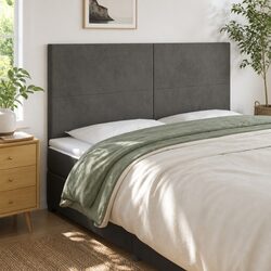 Grey Velvet LED Headboard with Adjustable Lights 160 cm