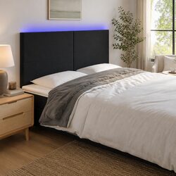 Stylish LED Headboard 160cm Black Velvet with Lights