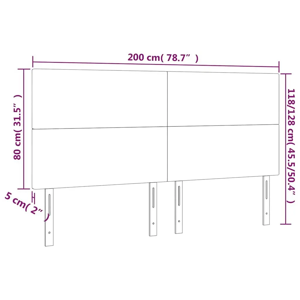 LED Headboard 200cm Grey Velvet Bed Back Panel Adjustable Modern Bedroom Decor