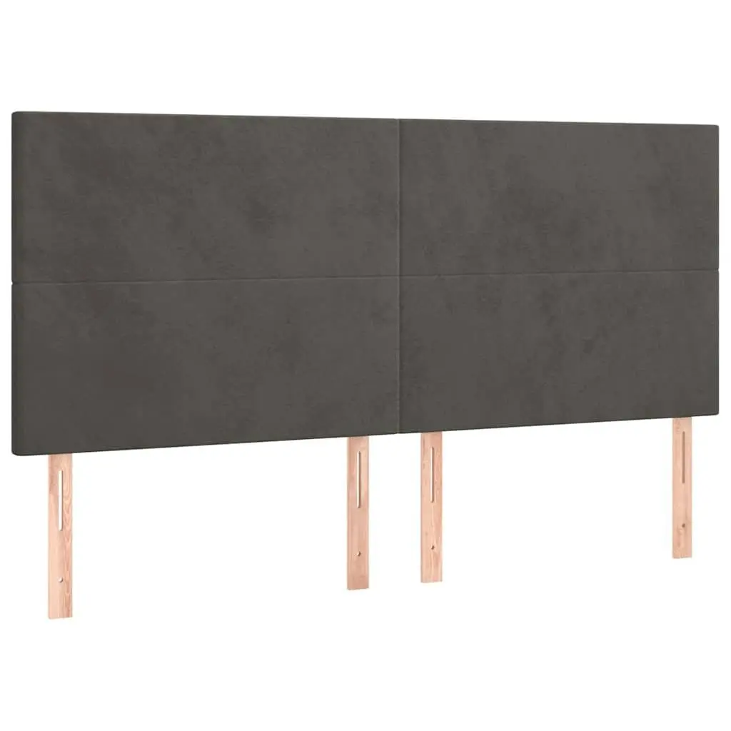 LED Headboard 200cm Grey Velvet Bed Back Panel Adjustable Modern Bedroom Decor
