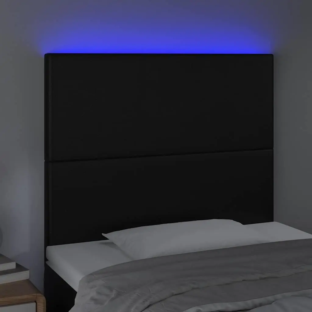Black LED Headboard 80cm Faux Leather