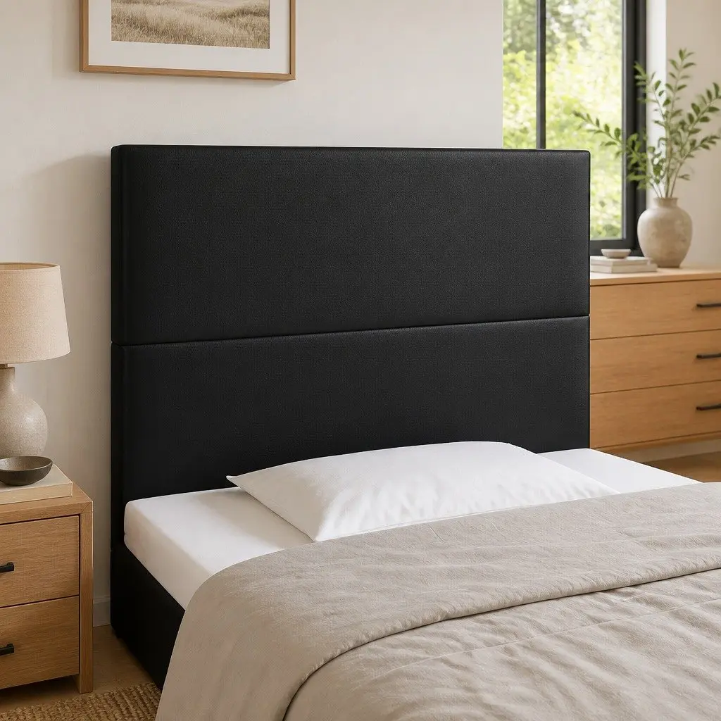 Black Faux Leather LED Headboard 100 cm for Comfort