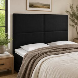 Contemporary LED Headboard 144cm Black Faux Leather Bed Frame