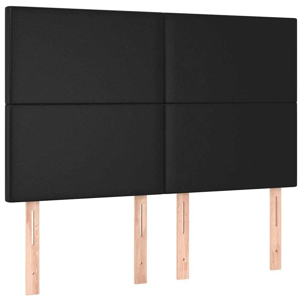 LED Headboard 144cm Black Faux Leather Bed Frame