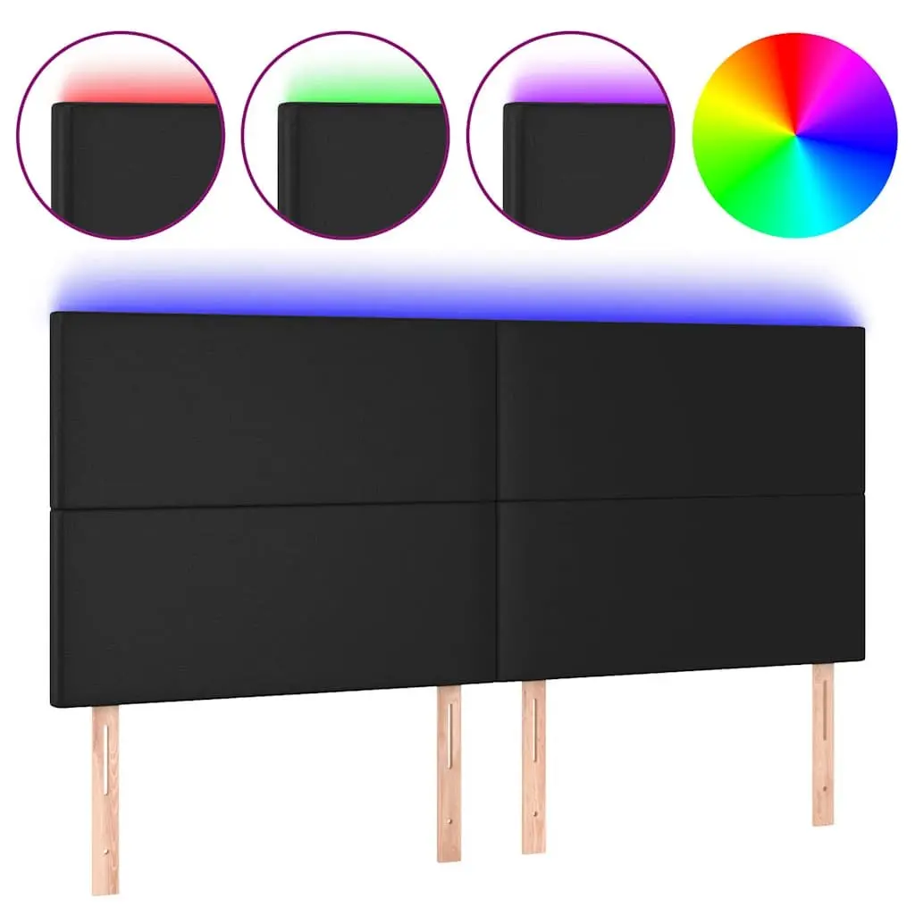 Black Faux Leather LED Headboard 160cm Adjustable Height