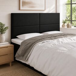 Contemporary LED Headboard 200 cm in Black Faux Leather
