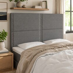 Dark Grey Fabric LED Headboard 144cm with Adjustable Lighting