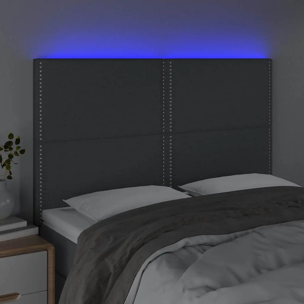 Dark Grey Fabric LED Headboard 144cm with Adjustable Lighting