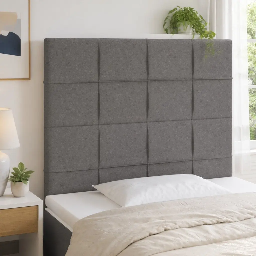 LED Headboard Dark Grey Fabric 80cm Adjustable Height Bedroom Wall Mount