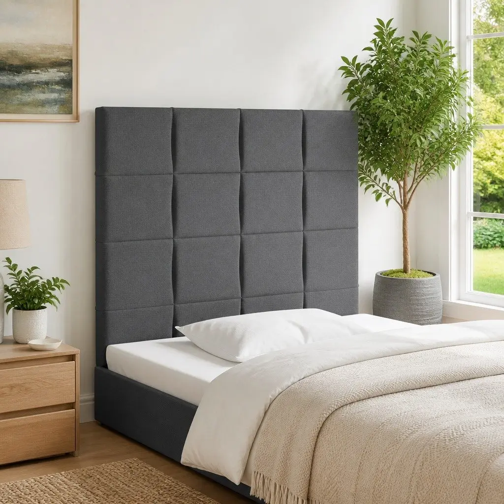 Dark Grey LED Headboard 100cm for Bedroom