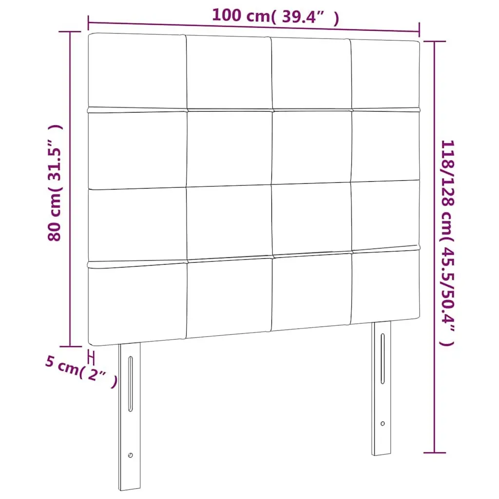 Dark Grey LED Headboard 100cm for Bedroom