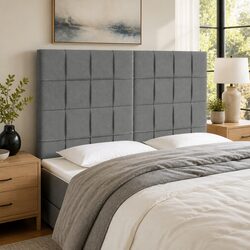 LED Headboard 144cm Dark Grey Fabric with Colorful Lights