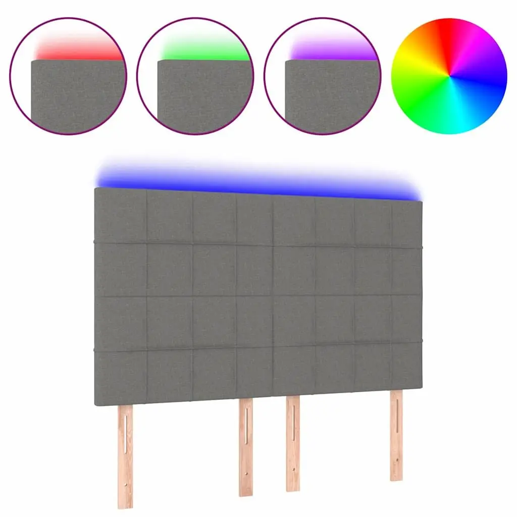 LED Headboard Dark Grey 144cm Fabric with Colourful Lights