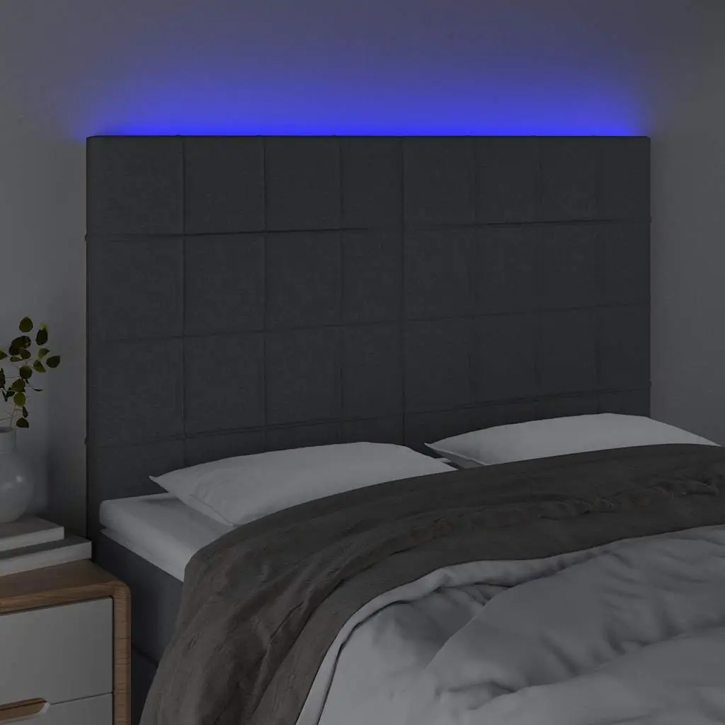 LED Headboard Dark Grey 144cm Fabric with Colourful Lights