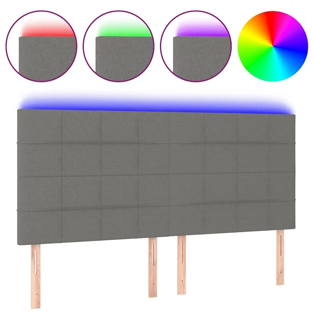 Grey LED Fabric Headboard with Adjustable Lights