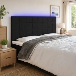 Modern Black Fabric LED Headboard 160cm for Bedroom