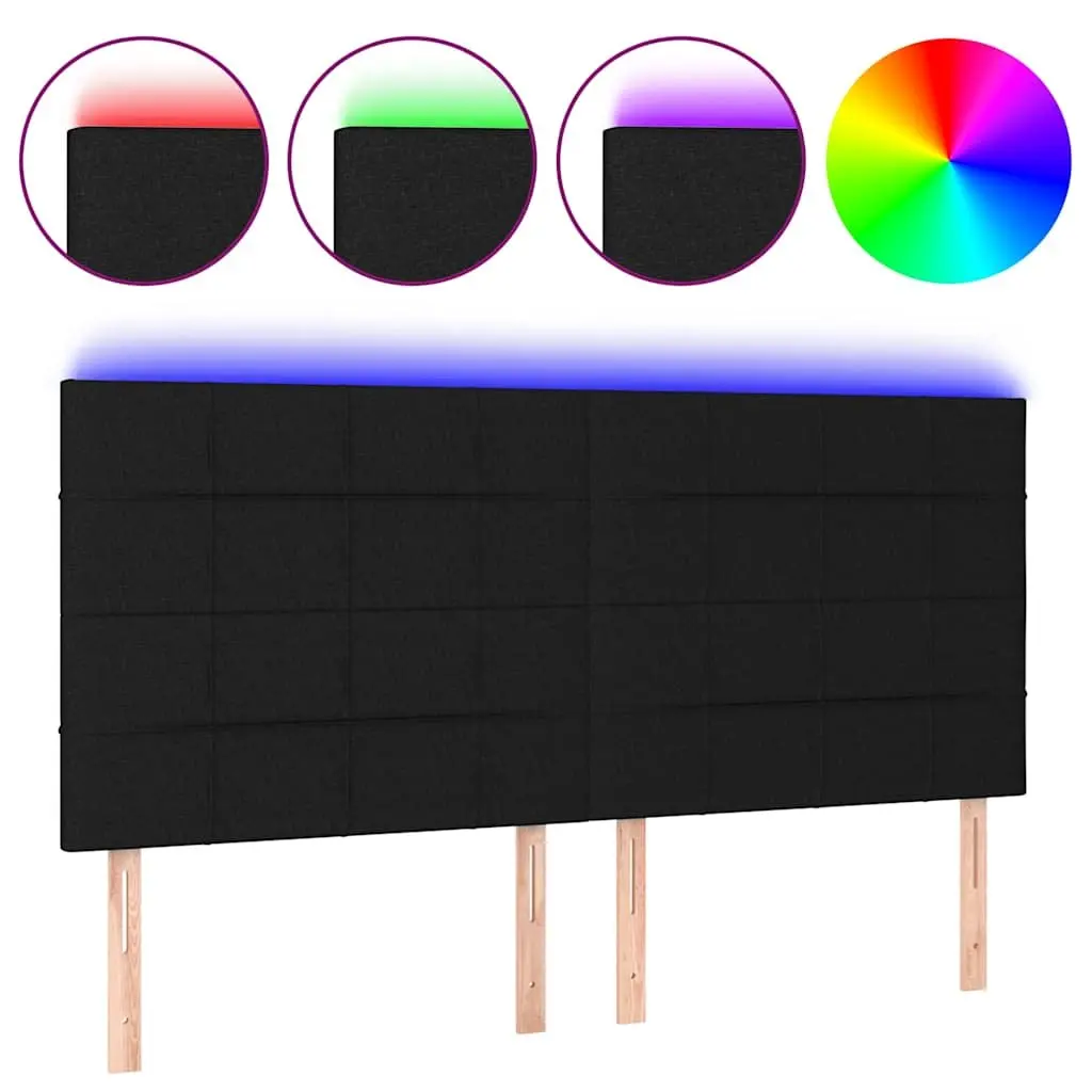 LED Headboard Modern 160cm Black Fabric Wall Mount Adjustable Height
