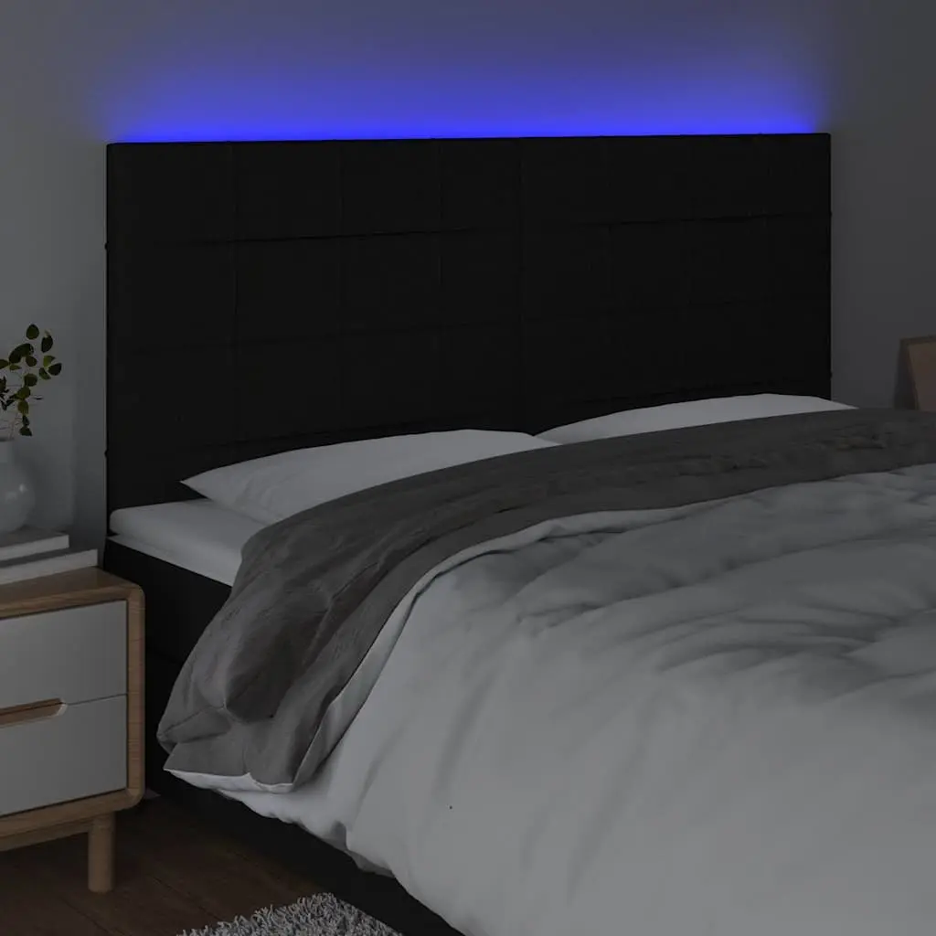 LED Headboard Modern 160cm Black Fabric Wall Mount Adjustable Height