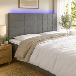 Modern LED Headboard 200cm Dark Grey Fabric Design