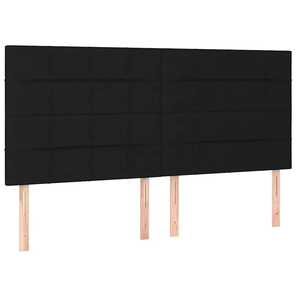 LED Headboard 200cm Black Fabric Adjustable Height Bedroom